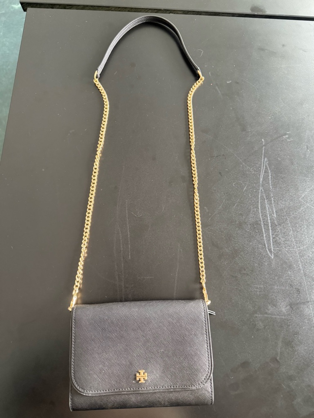 Tory Burch Black Crossbody with Gold Chain Strap